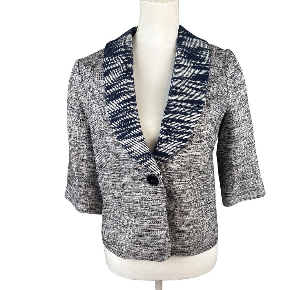 Milly cropped Spring blazer - jacket Linen blend Navy Size 8 Coastal